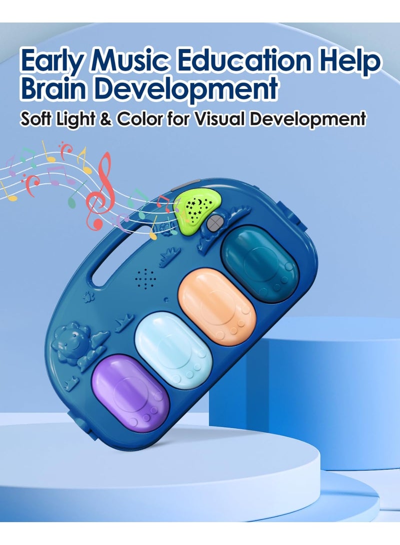 أل أيه بريشوس بساط لعب للأطفال، بساط أنشطة ممتع على شكل بيانو لوقت الاستلقاء على البطن مع 5 ألعاب حسية للأطفال الرضع، موسيقى وأضواء، هدايا للأولاد والبنات حديثي الولادة من عمر 0 ​​إلى 3 و6 و9 و12 شهرًا - Image 4